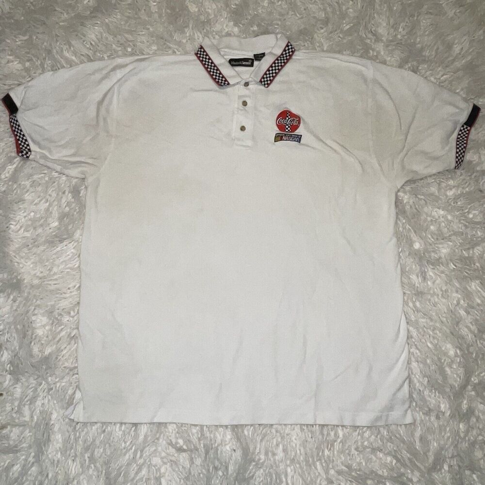 Coca Cola NASCAR Polo Shirt Size Large Checkered Flag Collar